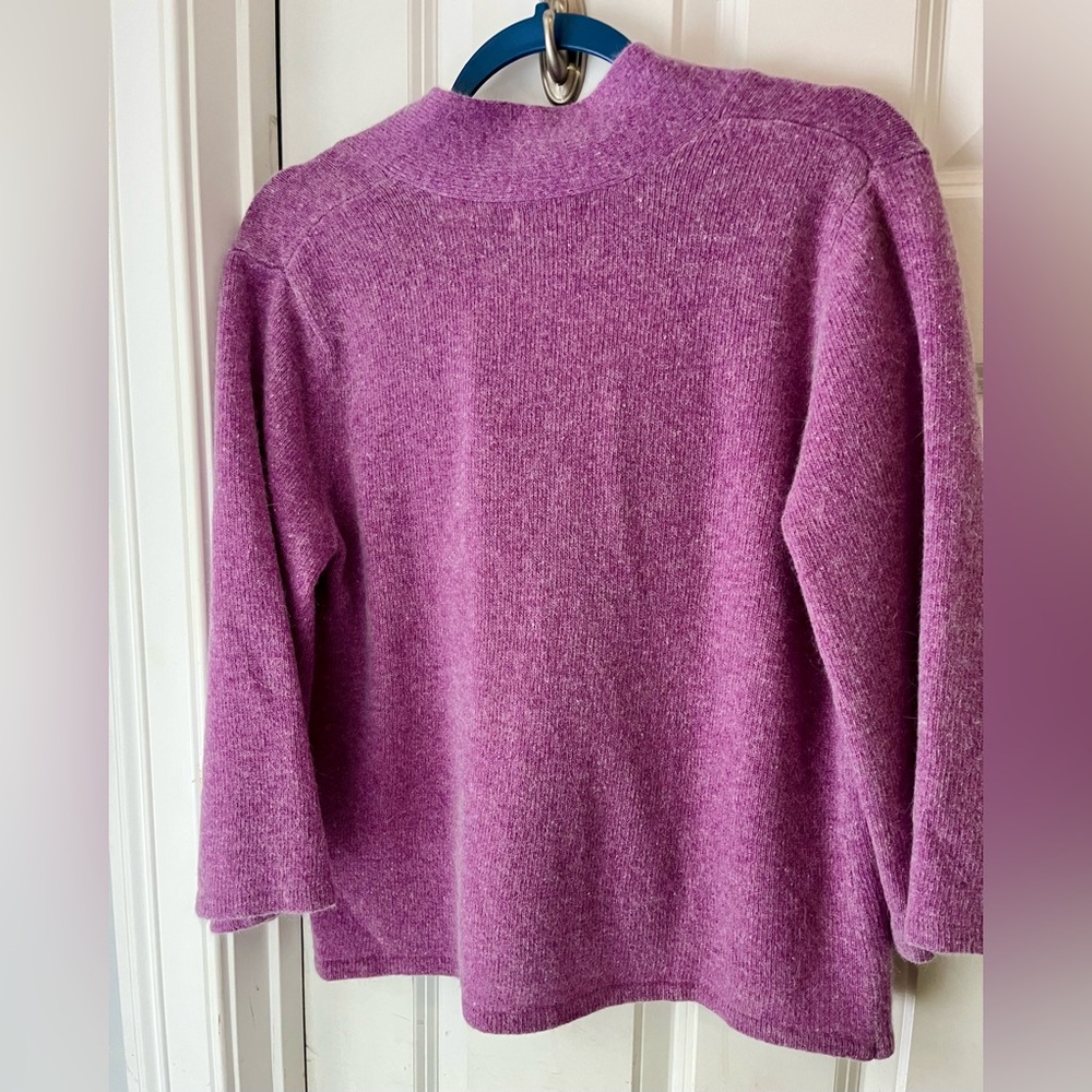 Carole Little Lavender Wool Cardigan Sweater - Picture 4 of 5